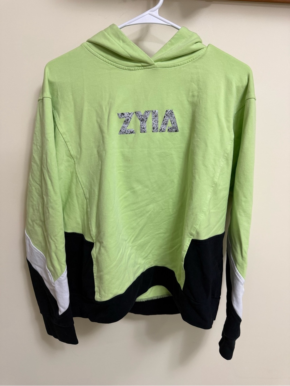 ZYIA Neon Lime Black Colorblock Hoodie